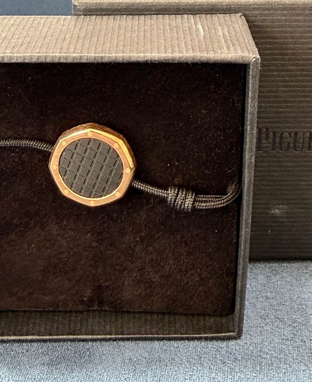 Audemars Piguet Royal Oak Black Tapisserie Rose Gold-Tone Cord Bracelet with Box