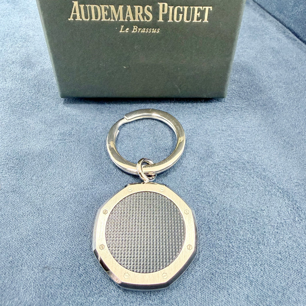 Audemars Piguet Royal Oak Blue Tapisserie Stainless Steel Keychain with Box